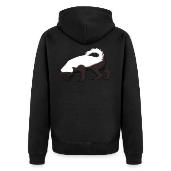 Honigdachs Honey Badger Marder Gefährlich Mutig - Unisex Premium Bio Zip Hoodie - Schwarz - Hinten - Nico (187cm)