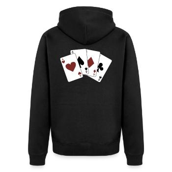 Poker Casino Glücksspiel Vegas Blackjack Geschenk - Unisex Premium Bio Zip Hoodie - Schwarz - Hinten - Nico (187cm)