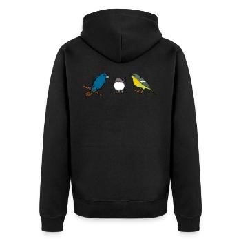 Vogel Natur Tiere Liebe Wellensittich Geschenk - Unisex Premium Bio Zip Hoodie - Schwarz - Hinten - Nico (187cm)