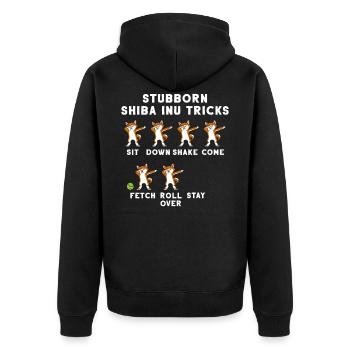 Shiba Inu Tricks dog puppy dog owner - Unisex Premium Organic Zip Hoodie - black - Back - Nico (187cm)