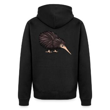 Kiwi Vogel Neuseeland Tier Liebhaber Geschenk - Unisex Premium Bio Zip Hoodie - Schwarz - Hinten - Nico (187cm)