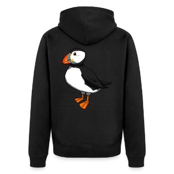 Puffin bird animal nature wildlife gift - Unisex Premium Organic Zip Hoodie - black - Back - Nico (187cm)