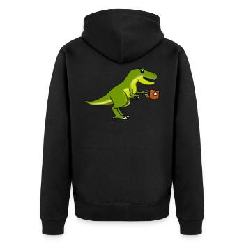 Tee Dinosaurier T Rex Tyrannosaurus Wortspiel - Unisex Premium Bio Zip Hoodie - Schwarz - Hinten - Nico (187cm)