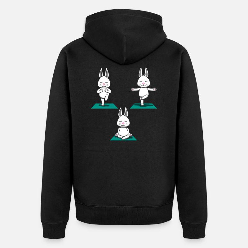 Cadeau de remise en forme de méditation yoga lapin lapin - Veste à capuche bio Premium Unisexe - noir