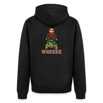 Schildkröte Faultier Reiten Langsam Faul Geschenk - Unisex Premium Organic Zip Hoodie - black - Back - Nico (187cm)