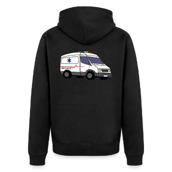 Krankenwagen Rettungsdienst Sanitäter Notarzt - Unisex Premium Bio Zip Hoodie - Schwarz - Hinten - Nico (187cm)