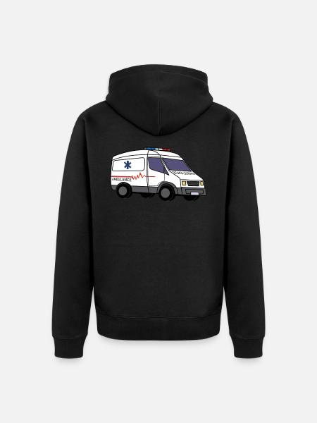 Krankenwagen Rettungsdienst Sanitäter Notarzt - Felpa con cappuccio ecologica premium unisex - nero