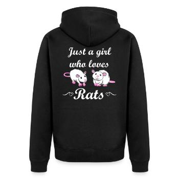 Rat girl mouse rat lovers gift - Unisex Premium Organic Zip Hoodie - black - Back - Nico (187cm)