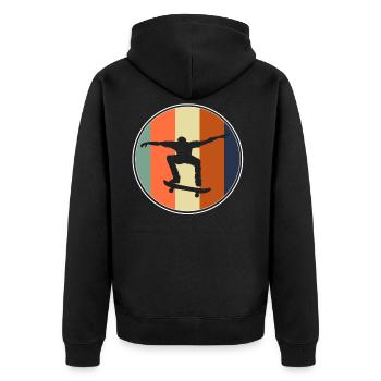 Skateboard Skate Skater Skating Longboard Retro - Unisex Premium Organic Zip Hoodie - black - Back - Nico (187cm)