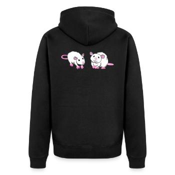 Ratte Maus Rattenliebhaber Rattenmutter Geschenk - Unisex Premium Bio Zip Hoodie - Schwarz - Hinten - Nico (187cm)
