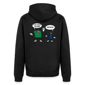 Computertechnik Diskette USB-Stick Geschenk - Unisex Premium Bio Zip Hoodie - Schwarz - Hinten - Nico (187cm)