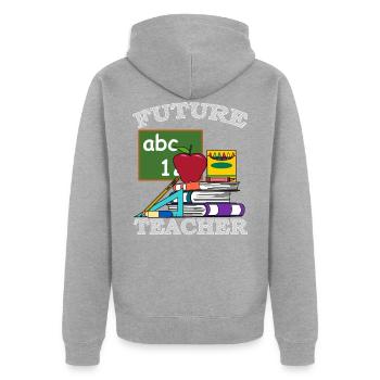 Teacher training educator teaching school - Unisex Premium Organic Zip Hoodie - heather grey - Back - Nico (187cm)
