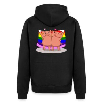LGBTQ discrimination contre les cochons cadeau gay - Veste à capuche bio Premium Unisexe - noir - Dos - Nico (187cm)