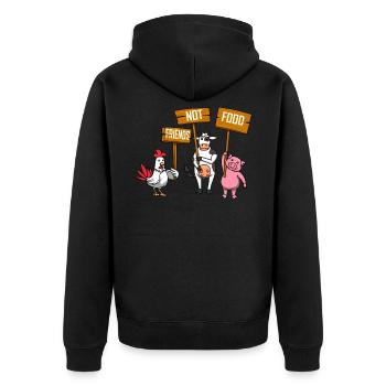 Friends Not Food Essen Vegan Vegetarisch Pflanze - Unisex Premium Bio Zip Hoodie - Schwarz - Hinten - Nico (187cm)