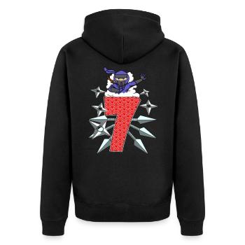 7th Birthday Ninja Japan Martial Arts Gift - Unisex Premium Organic Zip Hoodie - black - Back - Nico (187cm)