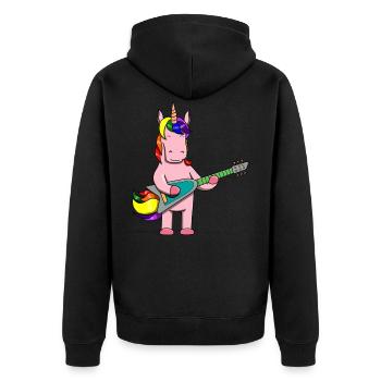 Einhorn Gitarre Spielen Musik Band Musiker - Unisex Premium Bio Zip Hoodie - Schwarz - Hinten - Nico (187cm)