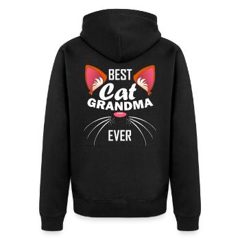 Cat Grandma Kitten Kitten Pet Gift - Unisex Premium Organic Zip Hoodie - black - Back - Nico (187cm)