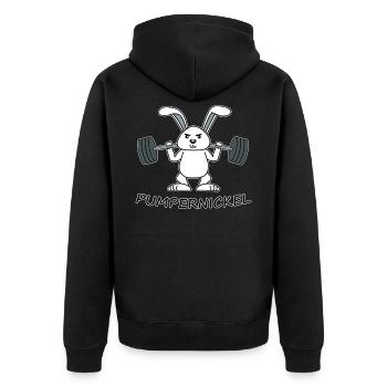 Karnickel Pumpernickel Hase Kaninchen Trainieren - Unisex Premium Bio Zip Hoodie - Schwarz - Hinten - Nico (187cm)
