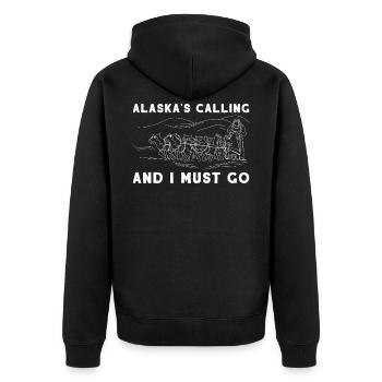Alaska Husky Hund Schlittenhund Rasse Geschenk - Unisex Premium Bio Zip Hoodie - Schwarz - Hinten - Nico (187cm)