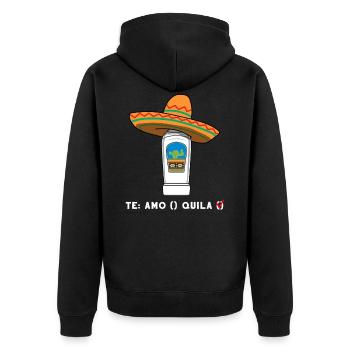 Tequila Alkohol Trinken Party Mexiko Geschenk - Unisex Premium Bio Zip Hoodie - Schwarz - Hinten - Nico (187cm)