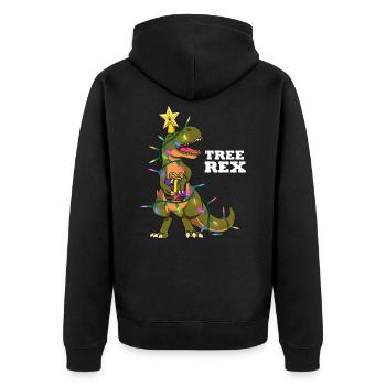 Christmas Tree Trex Dinosaur Dino Gift - Unisex Premium Organic Zip Hoodie - black - Back - Nico (187cm)