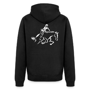 Pferde Pferd Reiten Reiter Reitsport Geschenk - Unisex Premium Bio Zip Hoodie - Schwarz - Hinten - Nico (187cm)