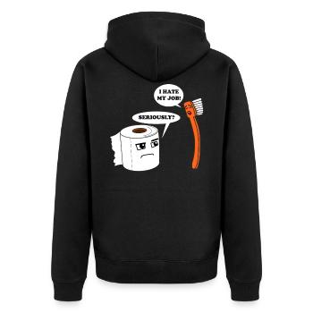 Job Hass Hassjob Arbeit Büro Chef Geschenk - Unisex Premium Bio Zip Hoodie - Schwarz - Hinten - Nico (187cm)