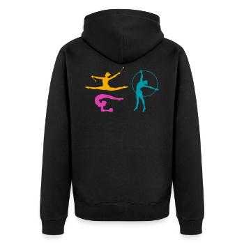 Gymnastik Sport Turnen Turnerin Tanzen Geschenk - Unisex Premium Bio Zip Hoodie - Schwarz - Hinten - Nico (187cm)