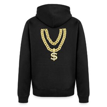 Gangster Chain Gear Gold Ghetto Dollar Gift - Unisex Premium Organic Zip Hoodie - black - Back - Nico (187cm)