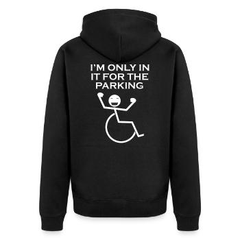 Wheelchair Handicap Disabled Disability Gift - Unisex Premium Organic Zip Hoodie - black - Back - Nico (187cm)