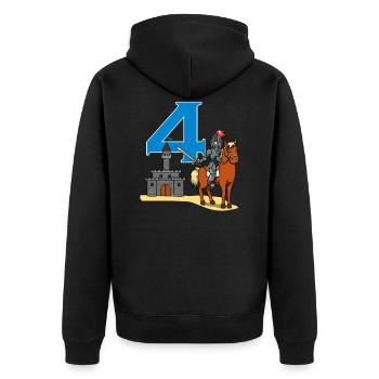 4. Geburtstag Mittelalter Ritter Burg Krieger - Unisex Premium Bio Zip Hoodie - Schwarz - Hinten - Nico (187cm)