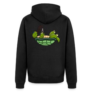 Schildkröte Trinken Soda Meer Urlaub Geschenk - Unisex Premium Bio Zip Hoodie - Schwarz - Hinten - Nico (187cm)