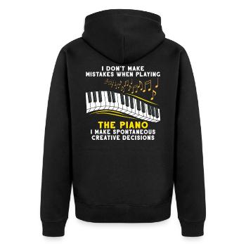 Klavier Musik Keyboard Musiker Instrument Geschenk - Unisex Premium Bio Zip Hoodie - Schwarz - Hinten - Nico (187cm)