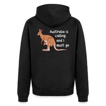 Australien Känguru Kangaroo Koala Backpacker - Unisex Premium Bio Zip Hoodie - Schwarz - Hinten - Nico (187cm)