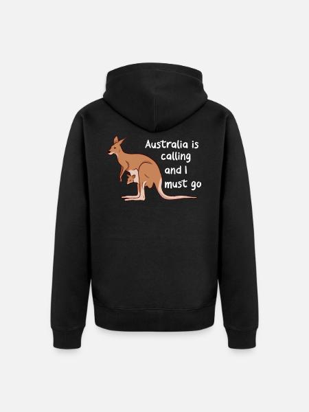 Australien Känguru Kangaroo Koala Backpacker - Unisex Premium Bio Zip Hoodie - Schwarz