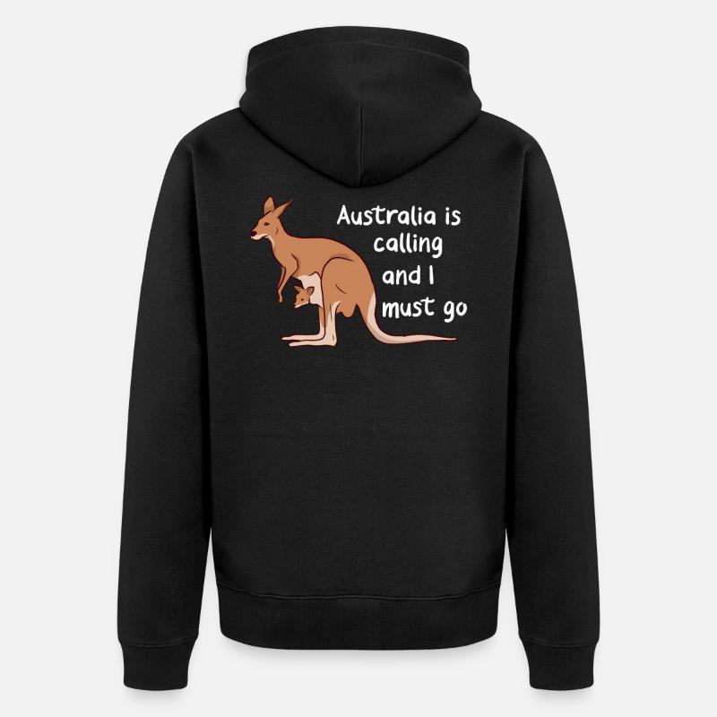 Australie Kangourou Kangourou Koala Backpacker - Veste à capuche bio Premium Unisexe - noir
