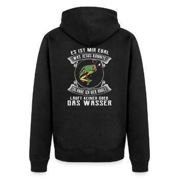 Angeln Angler Jesus Fischer Fischen Geschenkidee - Unisex Premium Bio Zip Hoodie - Schwarz - Hinten - Nico (187cm)