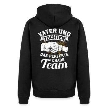 Vater und Tochter - Das perfekte Chaos Team - Unisex Premium Bio Zip Hoodie - Schwarz - Hinten - Nico (187cm)
