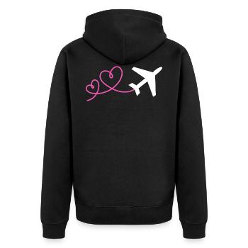 Flyers with a heart Flying Travel Holiday Airplane - Unisex Premium Organic Zip Hoodie - black - Back - Nico (187cm)