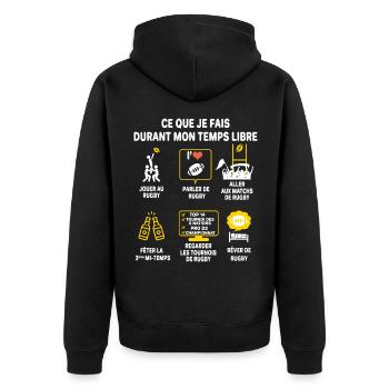 Rugby supporter Joueur Cadeau Humour rugby - Veste à capuche bio Premium Unisexe - noir - Dos - Nico (187cm)