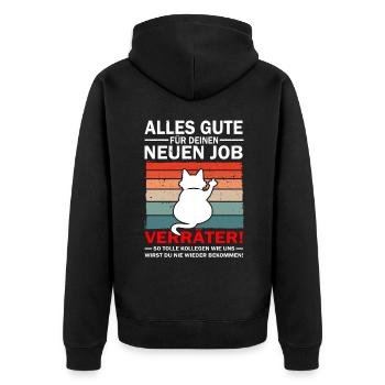Alles Gute Verräter - Jobwechsel Abschiedsgeschenk - Unisex Premium Bio Zip Hoodie - Schwarz - Hinten - Nico (187cm)