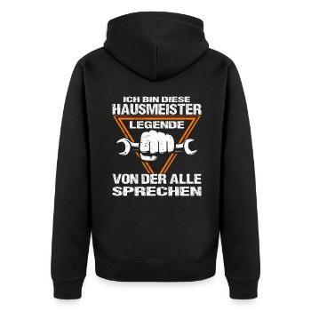 Hausmeister Hausverwaltung Heimwerker - Unisex Premium Bio Zip Hoodie - Schwarz - Hinten - Nico (187cm)