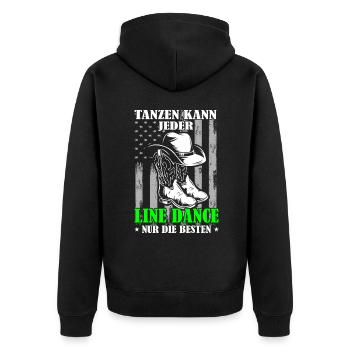 Tanzen kann jeder Line Dance die Besten - Unisex Premium Bio Zip Hoodie - Schwarz - Hinten - Nico (187cm)