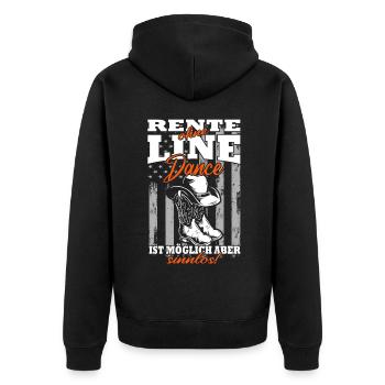 Rente ohne Line Dance ist möglich aber sinnlos - Unisex Premium Bio Zip Hoodie - Schwarz - Hinten - Nico (187cm)