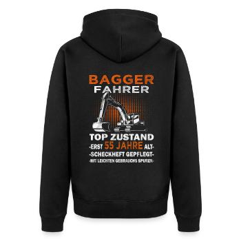 Baggerfahrer Top Zusand - Bagger Baggerführer - Unisex Premium Bio Zip Hoodie - Schwarz - Hinten - Nico (187cm)