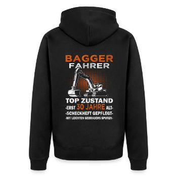 Baggerfahrer Top Zusand - Bagger Baggerführer - Unisex Premium Bio Zip Hoodie - Schwarz - Hinten - Nico (187cm)