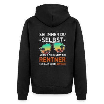 Rentner Rente - Geschenk Rentenbeginn Männer - Unisex Premium Bio Zip Hoodie - Schwarz - Hinten - Nico (187cm)