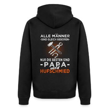 Die besten Männer sind Papa & Hufschmied - Pferd - Unisex Premium Bio Zip Hoodie - Schwarz - Hinten - Nico (187cm)
