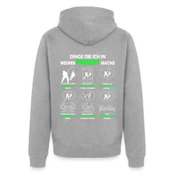 Dinge die ich in meiner Freizeit mache - Angeln - Unisex Premium Bio Zip Hoodie - Grau meliert - Hinten - Nico (187cm)