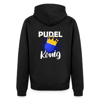Pudelkönig - Kegelkönig - Kegeln - Kegelverein - Unisex Premium Bio Zip Hoodie - Schwarz - Hinten - Nico (187cm)